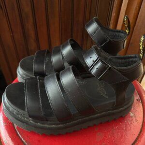 Dr Marten Blaire Platform Sandals Blk Leather